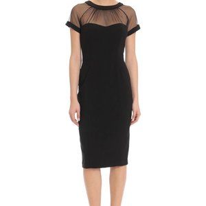 MAGGY LONDON Illusion Yoke Crepe Cocktail Dress